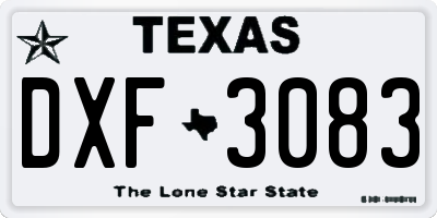 TX license plate DXF3083