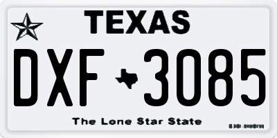 TX license plate DXF3085