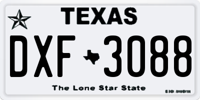 TX license plate DXF3088