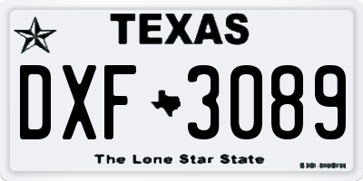 TX license plate DXF3089