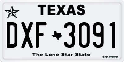 TX license plate DXF3091
