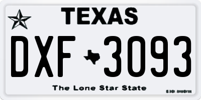 TX license plate DXF3093