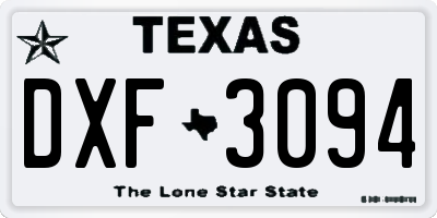 TX license plate DXF3094