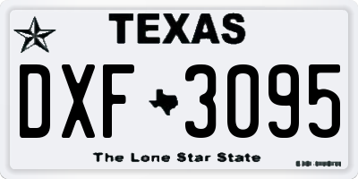 TX license plate DXF3095