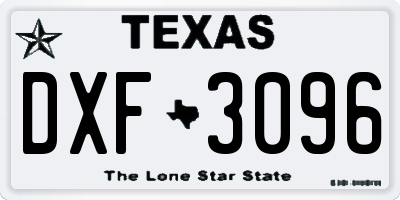 TX license plate DXF3096