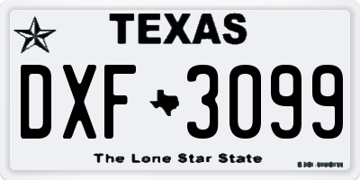 TX license plate DXF3099
