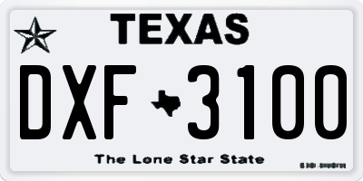 TX license plate DXF3100