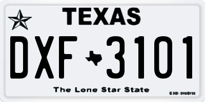 TX license plate DXF3101