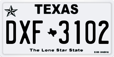 TX license plate DXF3102