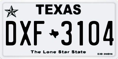 TX license plate DXF3104