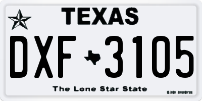 TX license plate DXF3105