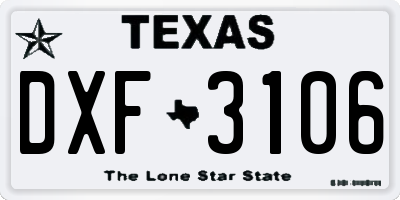 TX license plate DXF3106