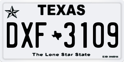 TX license plate DXF3109