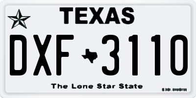 TX license plate DXF3110