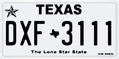TX license plate DXF3111