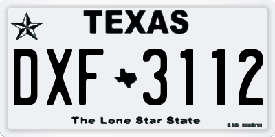 TX license plate DXF3112
