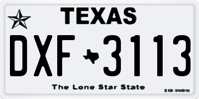 TX license plate DXF3113