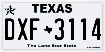 TX license plate DXF3114