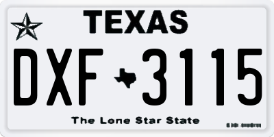 TX license plate DXF3115