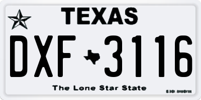TX license plate DXF3116