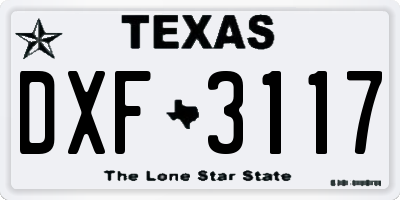 TX license plate DXF3117