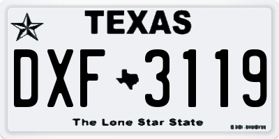 TX license plate DXF3119