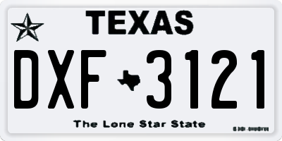 TX license plate DXF3121