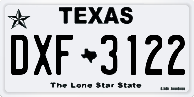 TX license plate DXF3122