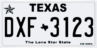 TX license plate DXF3123