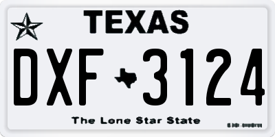 TX license plate DXF3124
