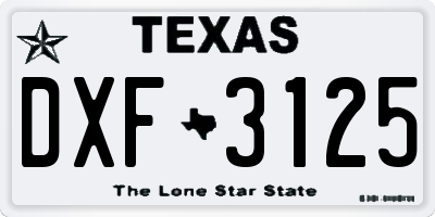 TX license plate DXF3125