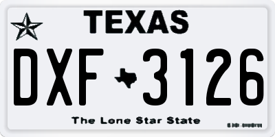 TX license plate DXF3126
