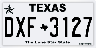 TX license plate DXF3127