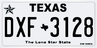 TX license plate DXF3128