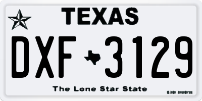 TX license plate DXF3129