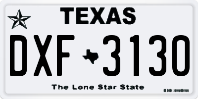 TX license plate DXF3130
