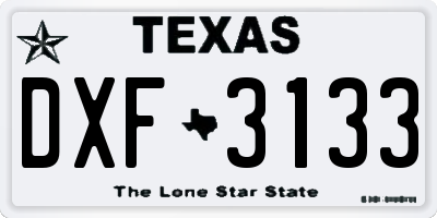 TX license plate DXF3133