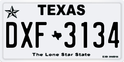 TX license plate DXF3134