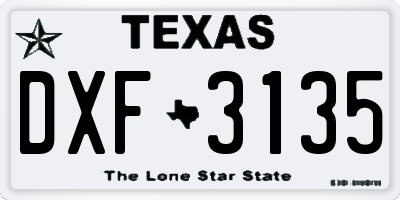 TX license plate DXF3135