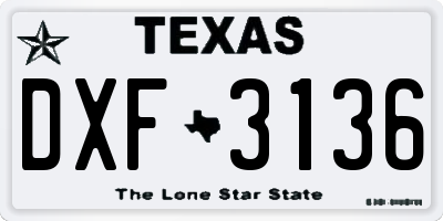 TX license plate DXF3136