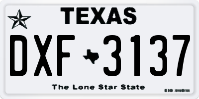 TX license plate DXF3137