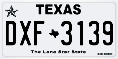 TX license plate DXF3139