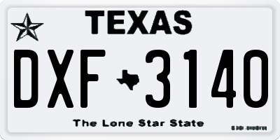 TX license plate DXF3140