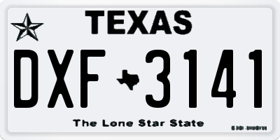 TX license plate DXF3141