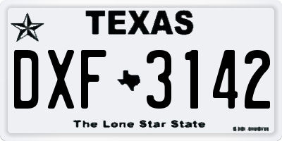 TX license plate DXF3142