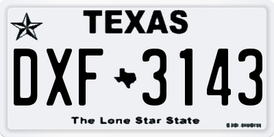 TX license plate DXF3143