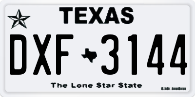 TX license plate DXF3144