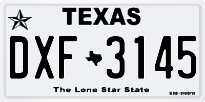 TX license plate DXF3145