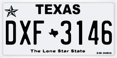 TX license plate DXF3146