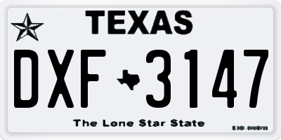 TX license plate DXF3147